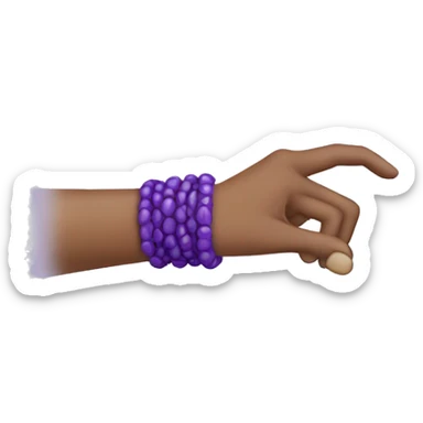 hand with purple bracelet pointing  sticker