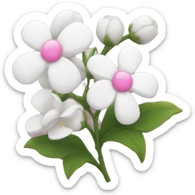 white flowers with pink now holding it together  sticker