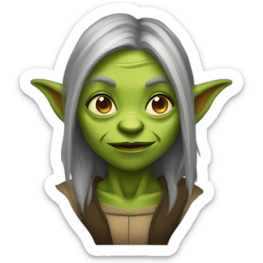 female goblin with wrinkles sticker