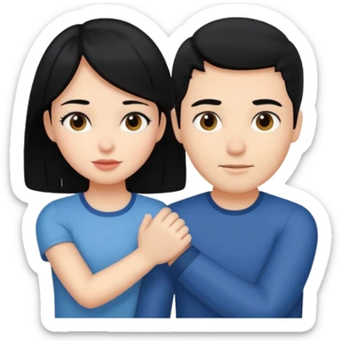 girl with black hair touching a guys arm sticker