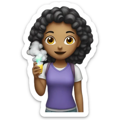 a girl with a vape in her hands sticker