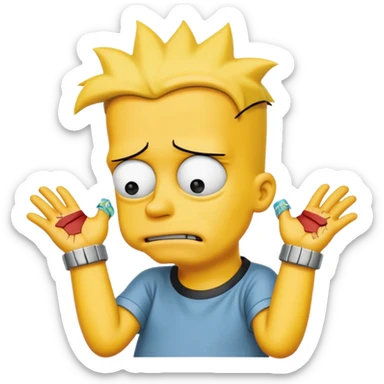 bart simpson with cuts on his wrists crying sticker