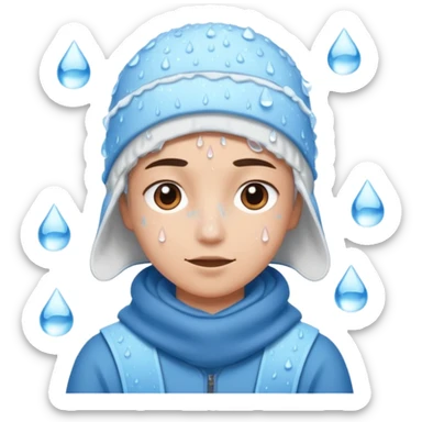 A person with headaches and a cold pack on the head sticker