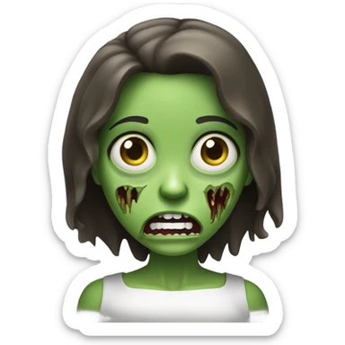 Green Zombie brunette girl with mouth open horror  sticker