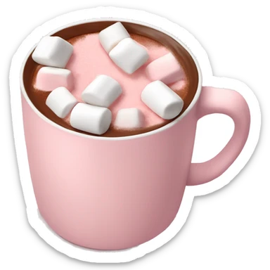 Light Pink mug of hot chocolate with marshmallows  sticker