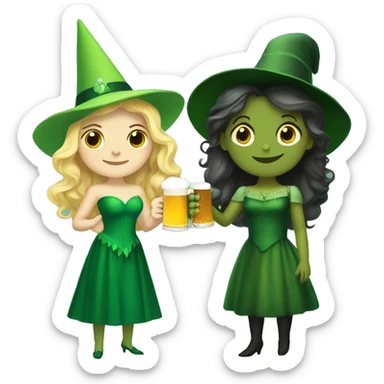 Glinda and elphaba holding beer sticker