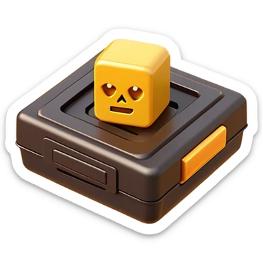 Clash of Clans aesthetic: Cinematic Playful Classic Game Cartridge Portrait Emoji, rendered in a 3D vector-style similar to standard emojis with minimal shading and bold, simplified shapes. A compact, distinct form with signature details, softly glowing with a nostalgic gaming charm. Simplified yet unmistakably iconic, highly detailed and consistent, glowing with a soft radiance and high shine. Stylized with a touch of retro gaming magic and a soft glowing outline, capturing the essence of a beloved gaming relic with a friendly, playful manner! sticker