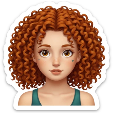 curley hair tattoo girl, full on face. sticker
