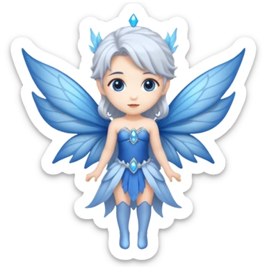  moon-fairy-queen-–-silver-hair,-blue-wings, chibi full body sticker