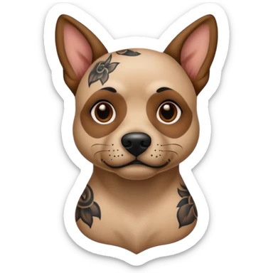 tattooed scary looking dog with heavy face tattoes sticker