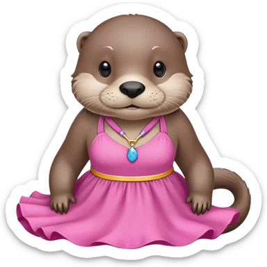 Otter is a blue lake wearing a pink halter dress sticker