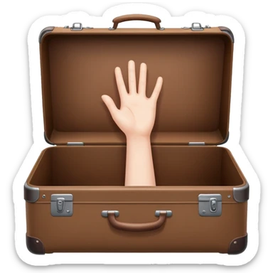 Suitcase with a hand sticking out sticker