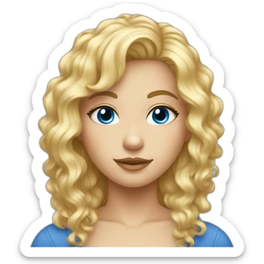 Fille blonde aux cheveux bouclés et aux yeux bleus sticker