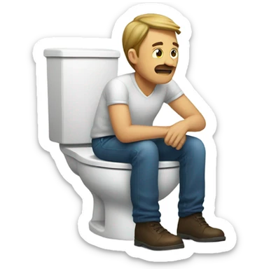 Man sitting on toilet  sticker