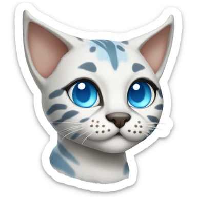 snow bengal cat with light blue eyes wearing devil ears sticker