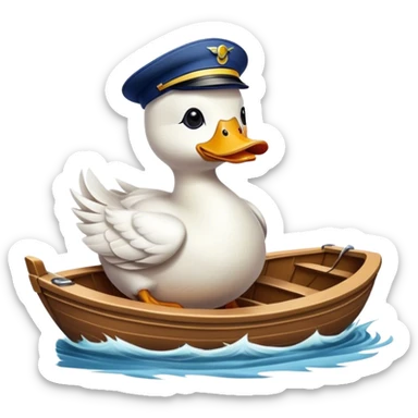 Duck driving a boat sticker