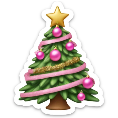 Pink Christmas tree with ornaments ￼ sticker
