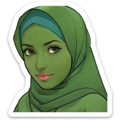 Turkish beautiful finish Konya girl blue eyes with hijab and cultured dress sticker