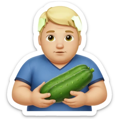 make a cucumber gamer, blonde and fat, male. show cucumbers sticker