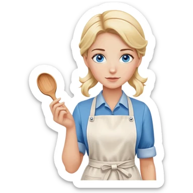 Blonde blue eyes baker lady sticker