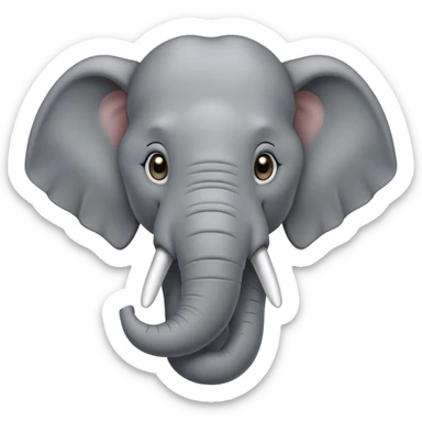 Cinematic Noble Elephant Portrait Emoji, Poised and regal, with a massive, majestic build and a smooth, well-groomed gray hide adorned with gentle wrinkles and proud tusks, deep-set soulful eyes, Simplified yet sharp and sophisticated features, highly detailed, glowing with a soft, dignified glow, high shine, intelligent and gentle, stylized with an air of ancient wisdom, focused and attentive, soft glowing outline, capturing the essence of a watchful and confident giant, so majestic it feels as though it could trump out of the screen with effortless authority! sticker