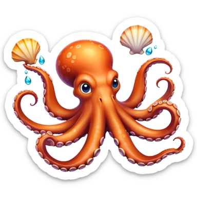 Octopus juggling seashells sticker