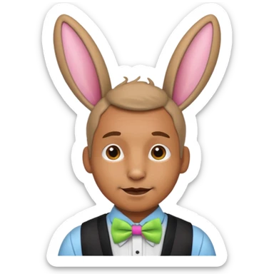 Rabbit ears and colorful bowtie wearring man sticker