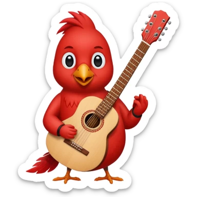 Cardinal bird with a guitar sticker