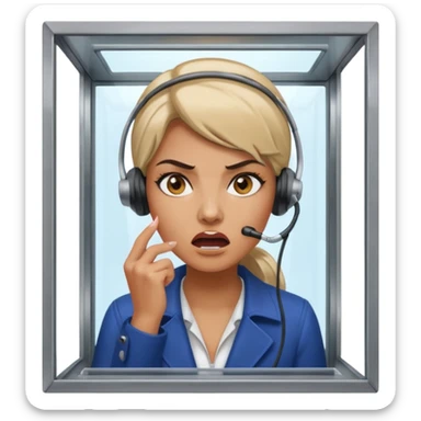 Telephone booth with angry woman inside sticker