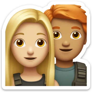 blonde girl and red head boy together  sticker