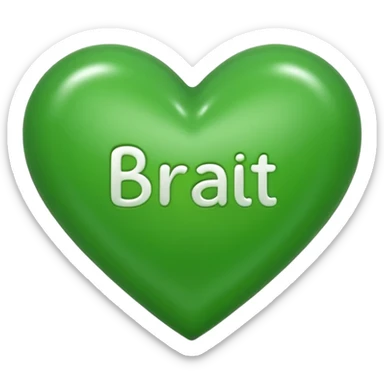 Green heart with the word "brat" inside it sticker