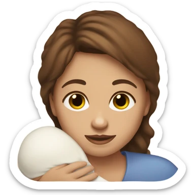 woman with hazel eyes and brown hair holding newborn baby boy sticker