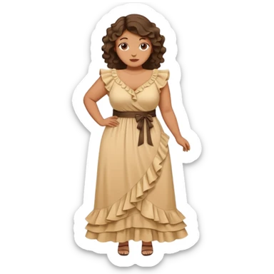 Can you make and she’s wearing a dress like a ruffles and her hand is on her waist and she’s fat sticker