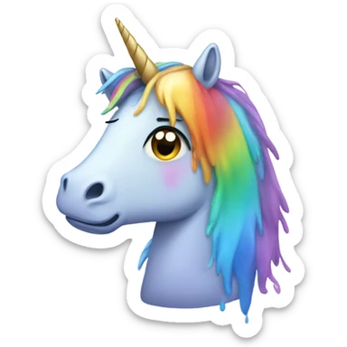 Sad unicorn crying rainbow tears sticker