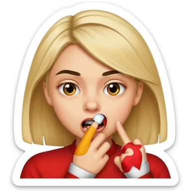 Cara mordiéndose el dedo sticker