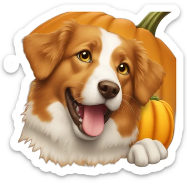 Toller-is-eating-a-pumpkin sticker