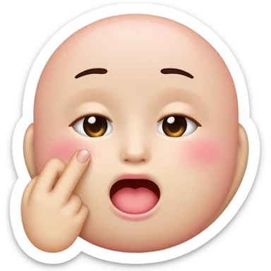 Cute blushed iphone emoji finger inside mouth sticker