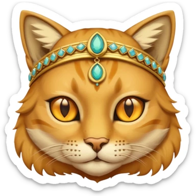 ancient cat with gold jewerly on head, half body sticker