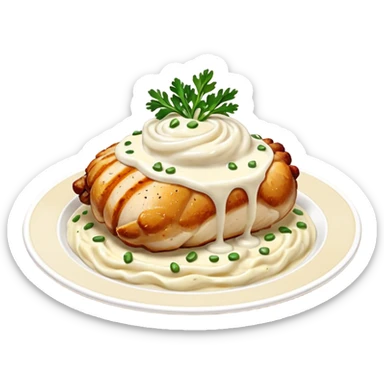 chicken with alfredo sauce and mashed potatoes sticker