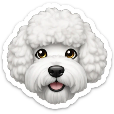 rapper-with hoop-white skin-black hair-beard-bichon dog-white-smile sticker