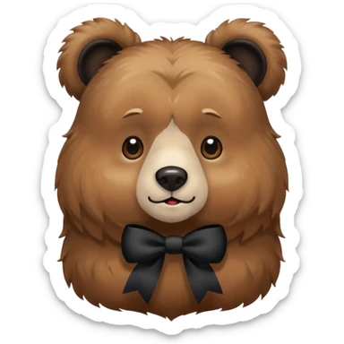 Bear with 2 black bows on the ears emojie sticker
