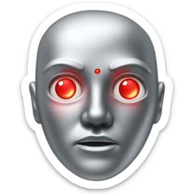 A silver human head with red laser beam out of eyes  sticker