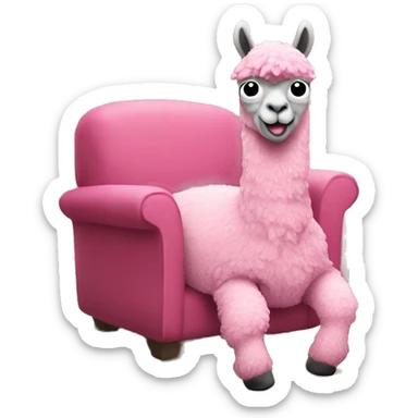 Pink lama in livingroom sticker
