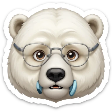 Un orso bianco e stanco con gli occhiali da vista sticker