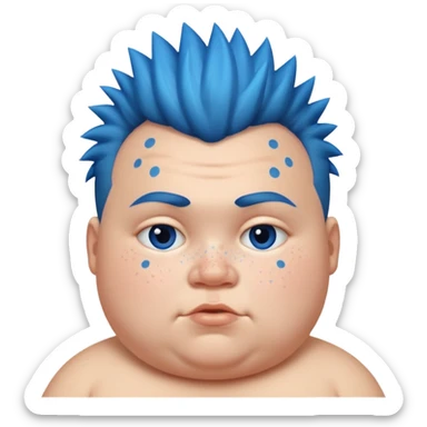 fat kid blue mohawk sticker