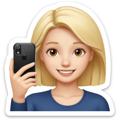 smiling girl taking selfie sticker