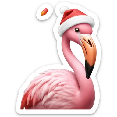 Flamingo with a Santa hat  sticker