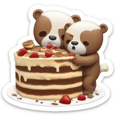 Two Bears eats tiramisu  and falls in love sticker