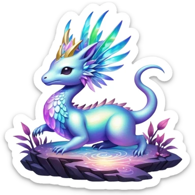 Epic divine complex detailed iridescent aesthetic-scenery-Fakémon-creature sticker
