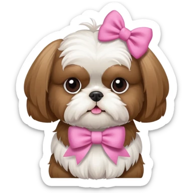 Can you create a white brown shih tzu with a pink bow saying jadita sticker